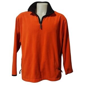 St. John's Bay Sweatshirt Mens Large Orange Fleece Heavyweight 1/4 Zip Mock Neck